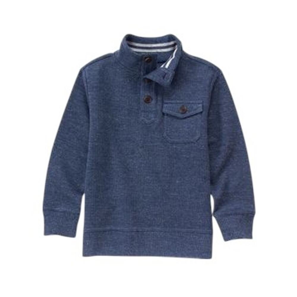Crazy 8 Boys Pocket Pullover Heather Navy Blue‎ Size S 5-6 Ribbed Knit